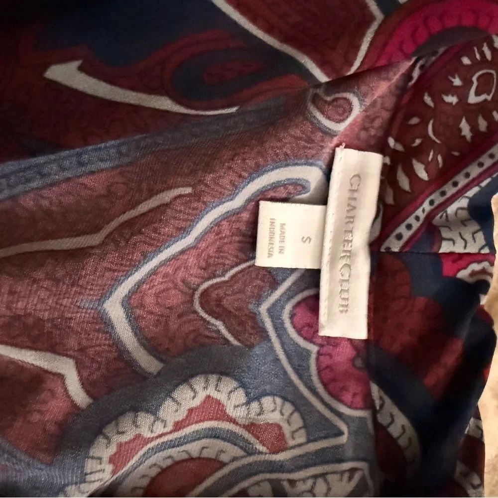 Charter Club Paisley Button-Down Shirt in Rust, Navy & Pink - Picture 3 of 7